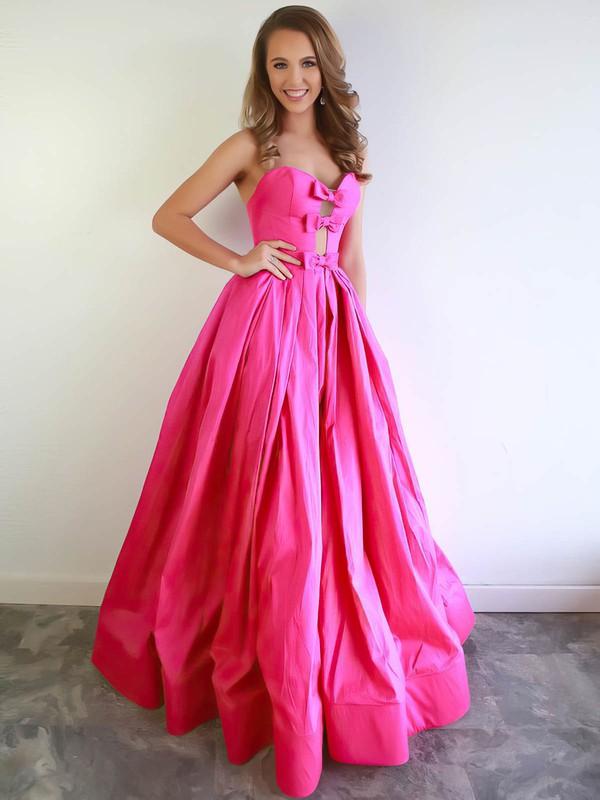 Satin Sweetheart Ball Gown Floor-length Bow Prom Dresses #LDB020107030