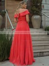 Tulle Off-the-shoulder A-line Sweep Train Prom Dresses #LDB020107031