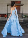 Silk-like Satin One Shoulder A-line Floor-length Ruffles Prom Dresses #LDB020107042