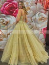 Glitter V-neck Ball Gown Sweep Train Ruffles Prom Dresses #LDB020107082