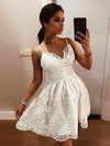 Lace Scalloped Neck A-line Short/Mini Prom Dresses #LDB020107106