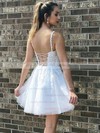 Tulle V-neck A-line Short/Mini Appliques Lace Prom Dresses #LDB020107121