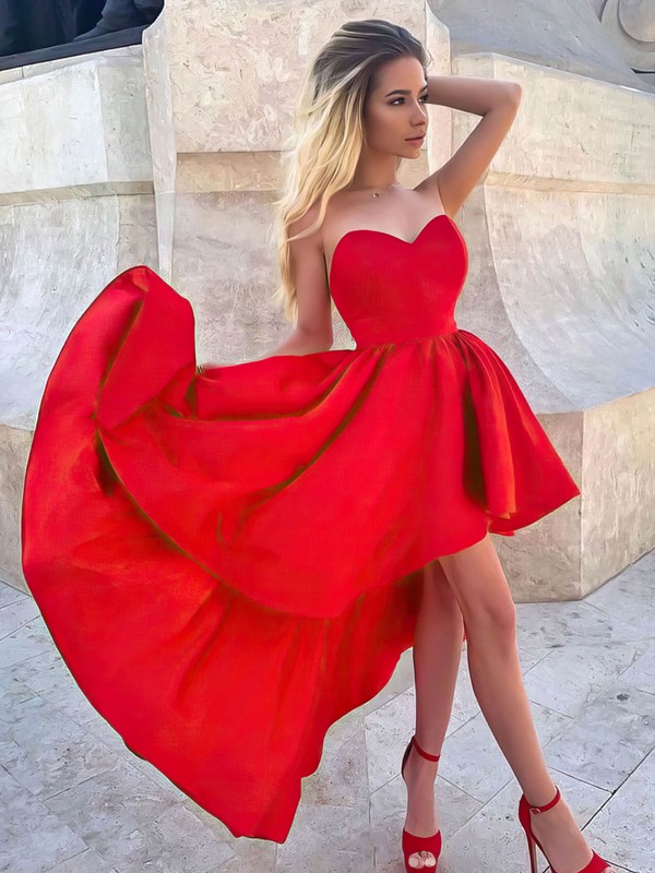 Satin Sweetheart A-line Asymmetrical Prom Dresses #LDB020107147