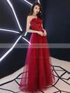 Organza Strapless Ball Gown Floor-length Appliques Lace Prom Dresses #LDB020107153
