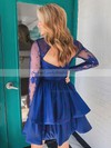 Lace Taffeta Scoop Neck A-line Short/Mini Beading Prom Dresses #LDB020107176