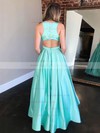 Silk-like Satin Scoop Neck Ball Gown Floor-length Beading Prom Dresses #LDB020107188