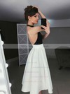Satin Halter A-line Knee-length Prom Dresses #LDB020107193
