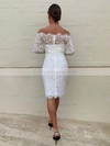 Lace Off-the-shoulder Sheath/Column Short/Mini Prom Dresses #LDB020107224