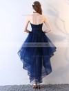 Organza Strapless A-line Asymmetrical Appliques Lace Prom Dresses #LDB020107235