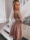 Glitter Scoop Neck A-line Short/Mini Sashes / Ribbons Prom Dresses #LDB020107238