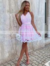 Lace Halter A-line Short/Mini Sashes / Ribbons Prom Dresses #LDB020107239