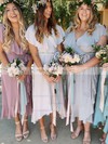 Chiffon V-neck A-line Asymmetrical Sashes / Ribbons Bridesmaid Dresses #LDB01013924