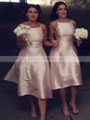 Silk-like Satin Square Neckline A-line Tea-length Bridesmaid Dresses #LDB01014149