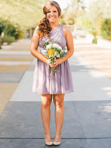 Chiffon One Shoulder A-line Knee-length Bridesmaid Dresses #LDB01014154