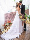 Chiffon Off-the-shoulder A-line Court Train Beading Wedding Dresses #LDB00023865