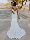 Lace V-neck Trumpet/Mermaid Sweep Train Wedding Dresses #LDB00023889