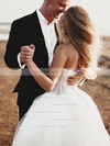 Glitter Strapless Ball Gown Court Train Appliques Lace Wedding Dresses #LDB00023925