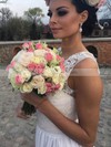 Chiffon Scalloped Neck A-line Floor-length Appliques Lace Wedding Dresses #LDB00023928