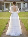 Tulle V-neck A-line Floor-length Appliques Lace Wedding Dresses #LDB00023931