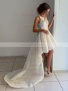 Glitter Square Neckline A-line Asymmetrical Wedding Dresses #LDB00023941