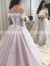 Glitter Scoop Neck Ball Gown Sweep Train Appliques Lace Wedding Dresses #LDB00023944