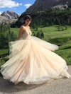 Tulle V-neck Ball Gown Sweep Train Beading Wedding Dresses #LDB00023945