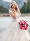 Tulle Scalloped Neck Ball Gown Court Train Beading Wedding Dresses #LDB00023949