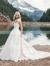 Tulle Scalloped Neck Ball Gown Court Train Beading Wedding Dresses #LDB00023949