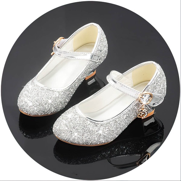 Kids' Closed Toe PVC Crystal Low Heel Girl Shoes #LDB03031491