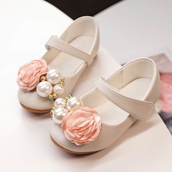 Kids' Closed Toe PVC Flower Flat Heel Girl Shoes #LDB03031498