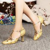 Women's Closed Toe Sparkling Glitter Kitten Heel Dance Shoes #LDB03031077