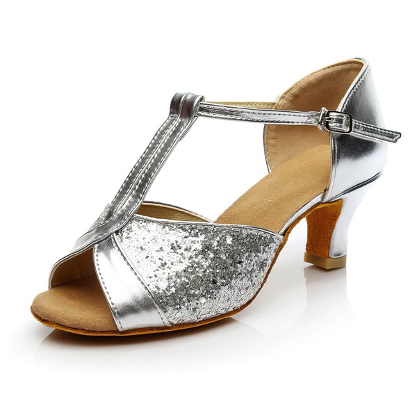 Women's Sandals Sparkling Glitter Buckle Stiletto Heel Dance Shoes #LDB03031102