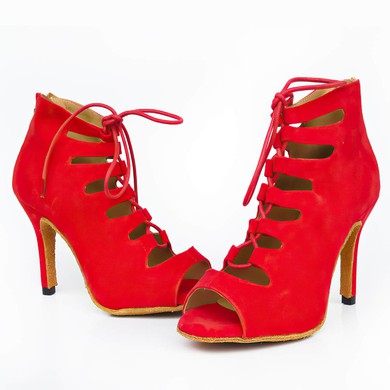 Women's Peep Toe Velvet Stiletto Heel Dance Shoes #LDB03031104