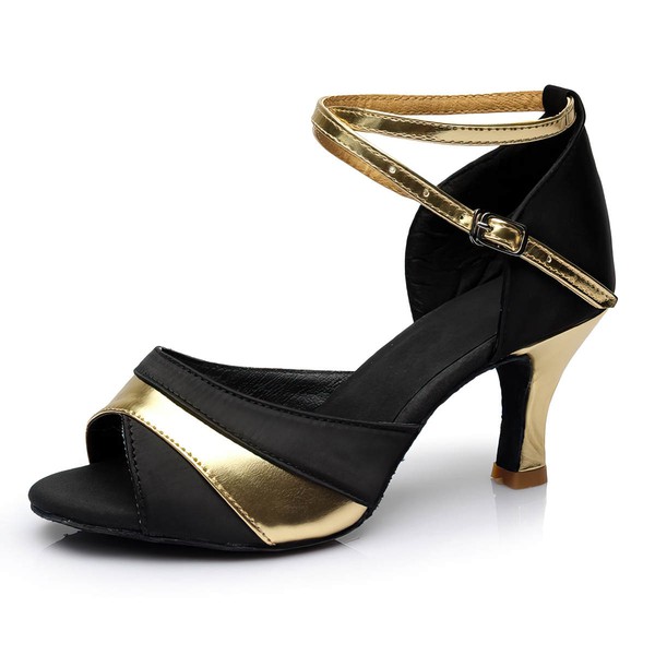 Women's Sandals Satin Buckle Kitten Heel Dance Shoes #LDB03031115