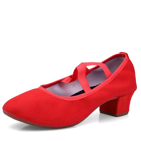 Women's Closed Toe Canvas Flat Heel Dance Shoes #LDB03031120