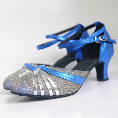 Women's Closed Toe Sparkling Glitter Kitten Heel Dance Shoes #LDB03031123