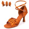 Women's Sandals Satin Buckle Kitten Heel Dance Shoes #LDB03031217