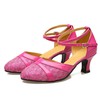 Women's Closed Toe PVC Buckle Kitten Heel Dance Shoes #LDB03031234