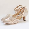 Women's Closed Toe Sparkling Glitter Buckle Kitten Heel Dance Shoes #LDB03031245