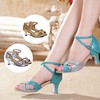 Women's Sandals Sparkling Glitter Sequin Kitten Heel Dance Shoes #LDB03031254