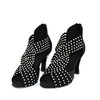 Women's Peep Toe Velvet Zipper Stiletto Heel Dance Shoes #LDB03031264