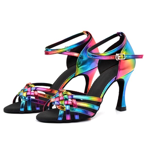 Women's Sandals PVC Buckle Kitten Heel Dance Shoes #LDB03031270