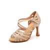 Women's Sandals Satin Crystal Kitten Heel Dance Shoes #LDB03031277