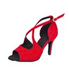 Women's Peep Toe Velvet Buckle Kitten Heel Dance Shoes #LDB03031283