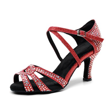 Women's Sandals Satin Crystal Stiletto Heel Dance Shoes #LDB03031284