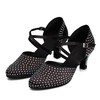Women's Closed Toe Satin Crystal Kitten Heel Dance Shoes #LDB03031287
