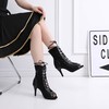 Women's Peep Toe Real Leather Lace-up Kitten Heel Dance Shoes #LDB03031297