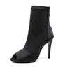 Women's Peep Toe Satin Zipper Stiletto Heel Dance Shoes #LDB03031299