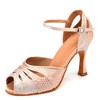 Women's Peep Toe PVC Buckle Kitten Heel Dance Shoes #LDB03031306