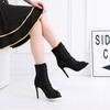Women's Peep Toe Velvet Lace-up Stiletto Heel Dance Shoes #LDB03031308
